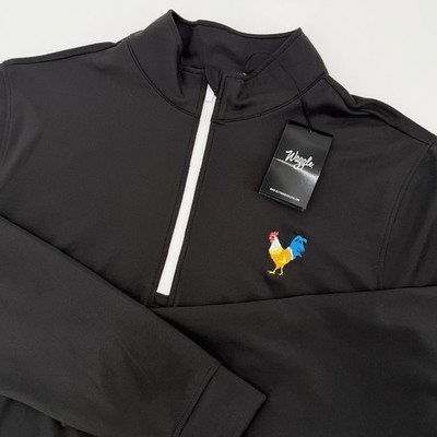 Waggle Quarter Zip Shirt Mens Large Black Long Sleeve Golf Cocky Rooster