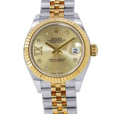 ROLEX Lady-Datejust 28mm Steel 18K Yellow Gold Champagne Dial 279173G