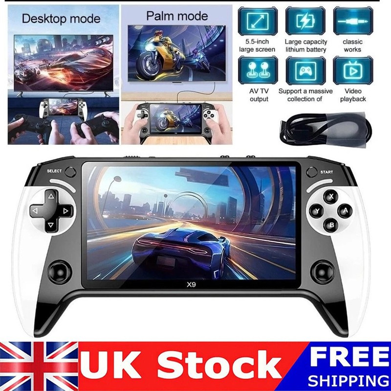 X9 Handheld Game Console Built-In 6000+ Games 5.5inch IPS Screen Retro Arcade