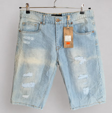 Herren Jeansshorts Bermuda Hellblau Destroyed...