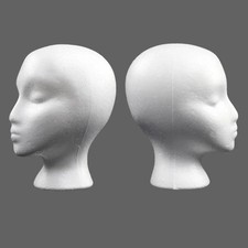 Polystyrene Foam Head Dummy Mannequin Female Model For Hat, Hair Wigs Display