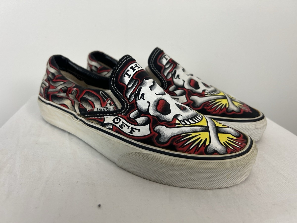 Vtg Vans Tattoo Oliver Peck Slip On Unisex Skateboard Shoes Size