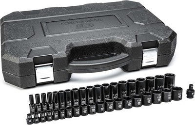 39 pc 1/2 Drive 6 Pt Impact Socket Set SAE Standard Deep