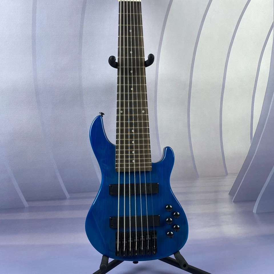 Bajo 7 Cuerdas Transparente Azul Cuello de Arce Bajo Eléctrico Viajero Foto 2 de 4