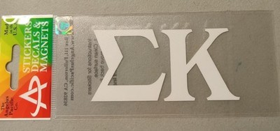 Sigma Kappa Fraternity White  2 1/4''X5'' Die Cut Self Adhesive Decal 