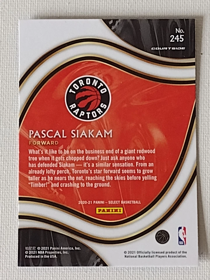 2020-21 Select Basketball Raptors Pascal Siakam #245 and Fred VanVleet #29 - Image 4 of 4