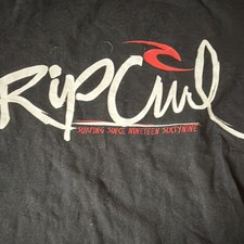 RIP CURL Black Graphic Print Logo Mens Crew N...
