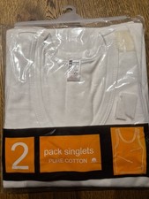 Confezione 2 Gilet Sinlet Uomo Puro Cotone Senza Maniche Bianco Medio 36-38