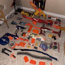 30 Vintage NERF Toy Gun Collection Lot Group Vulcan Modulus  Ammo  More