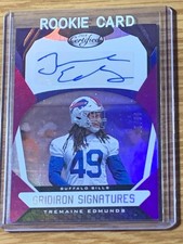TREMAINE EDMUNDS 2018 PANINI CERTIFIED GRIDIRONSIGNATURES AUTO PURPLE RC S#06/10