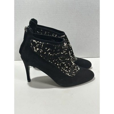 L.K.Bennett Women's Vicky Black White Haircalf Suede Bootie 3792 Sz EU 35 -US 5