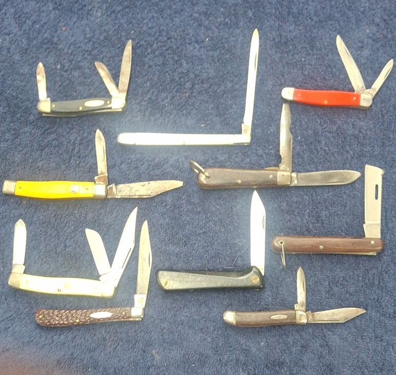 Vintage Lot of 10 Folding Pocket Knives Mixed 1-3 Blade, Most USA, Lot 2