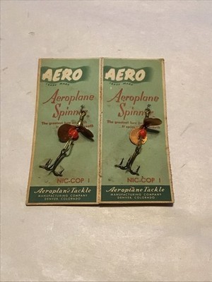 VINTAGE Pair Of Aeroplane Tackle, Spinner Fishing Lures on Store card Lot  10 | eBay
