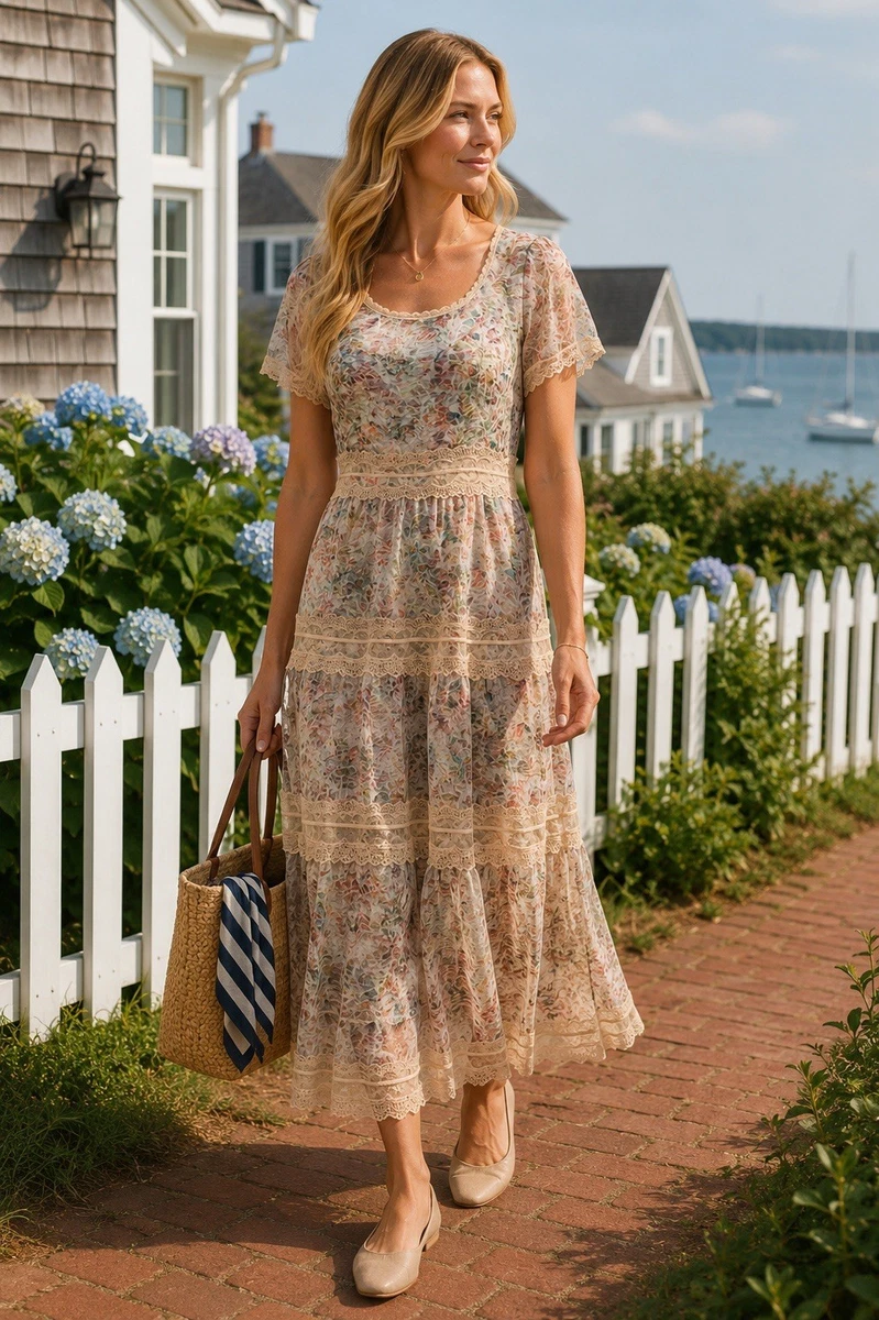 bohemian lace dresses Women s Maxi long Dress Boho Dress Lace Dress White Dress Elegant Romantic Boho Beach Vacation Holiday Regular Fit Pure Color Short Sleeve V Neck