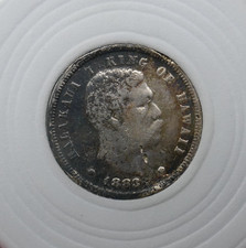 Hawaii 1883 Kalakaua I King of Hawaii Umi Keneta 1 Dime Silver Coin