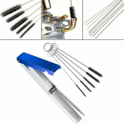 Carburetor Cleaning Kit Carb Dirt Jet Cleaner Tools 13 Needle 5 Wires Brush Tool - Foto 6 di 16