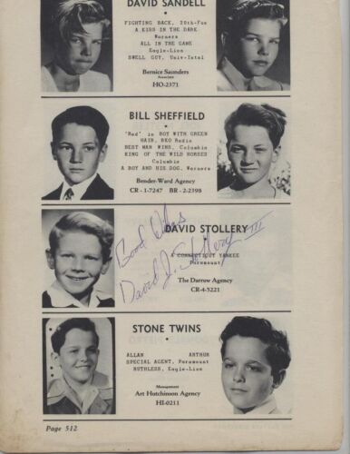 40s Original Signed Photo ON PAPER Child Actor David Stollery III Disney Vintage - Afbeelding 1 van 2