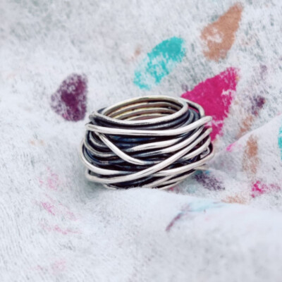 Drahtgewickelt 925 Sterlingsilber Vatertagsring Schmuck alle Größen EB-67