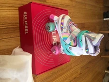 sulifeel in-line roller skates rainbow light up wheels size 3 youth brand new 