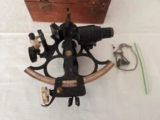 Henry Hughes & Sons British Navy Sextant 1959 with Original Wooden Case