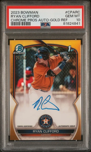 2023 Bowman Chrome Ryan Clifford TRUE GOLD AUTO #/50 CPARC 1st Mets PSA 10