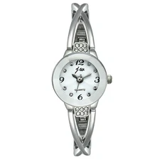 Women Analog Quartz Crystal Digital Dial Wrist Watch Band Cross Strap Bracelet