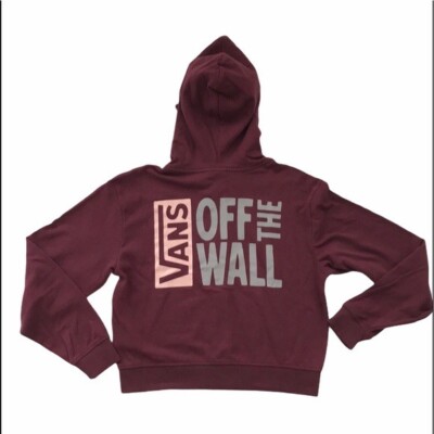 Vans hood hoodie hoody sweats sweater ZIPPER MARRON crop WOMAN SIZE M NEW