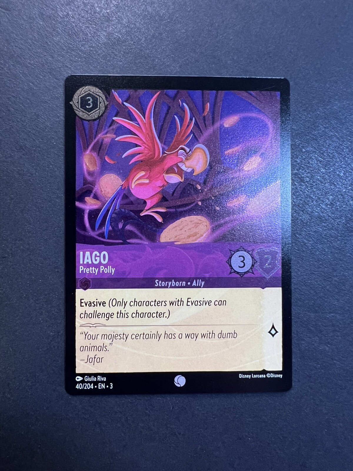 Disney Lorcana: Into The Inklands - Iago - 40/204 (Cold Foil) Pretty Polly MINT