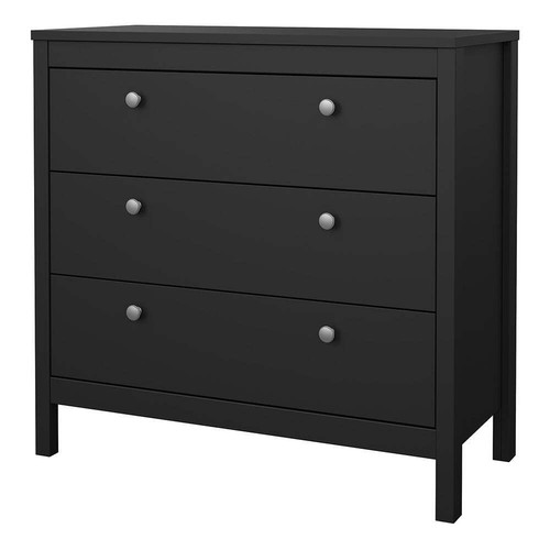 Madrid Chest 3 Drawers in Matt Black - Picture 3 of 13