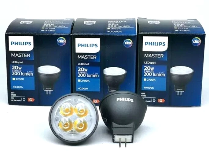 10pcs Philips Master LED MR11 3.5W 20W 2700K 24D GU4 12V Lamp