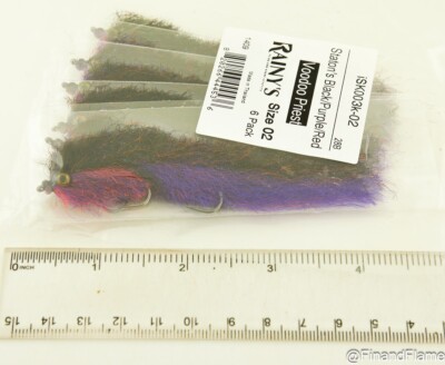 Rainys Staton's Black/Purple/Red Voodoo Priest FLy Lure Lot 6 ISK003K-02 RH15