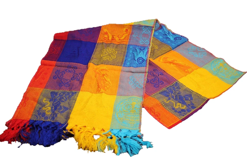 Mexican Mayan Table Runner Colorful Engraved Designs Lightweight 13.75" x 78" - Image 4 of 4