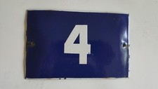 VINTAGE nice Blue Enamel Sing door number 50's number Four 4
