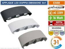 APPLIQUE LAMPADA LED DA MURO DOPPIA EMISSIONE LUMINOSA 16W WALL LIGHT IP65.