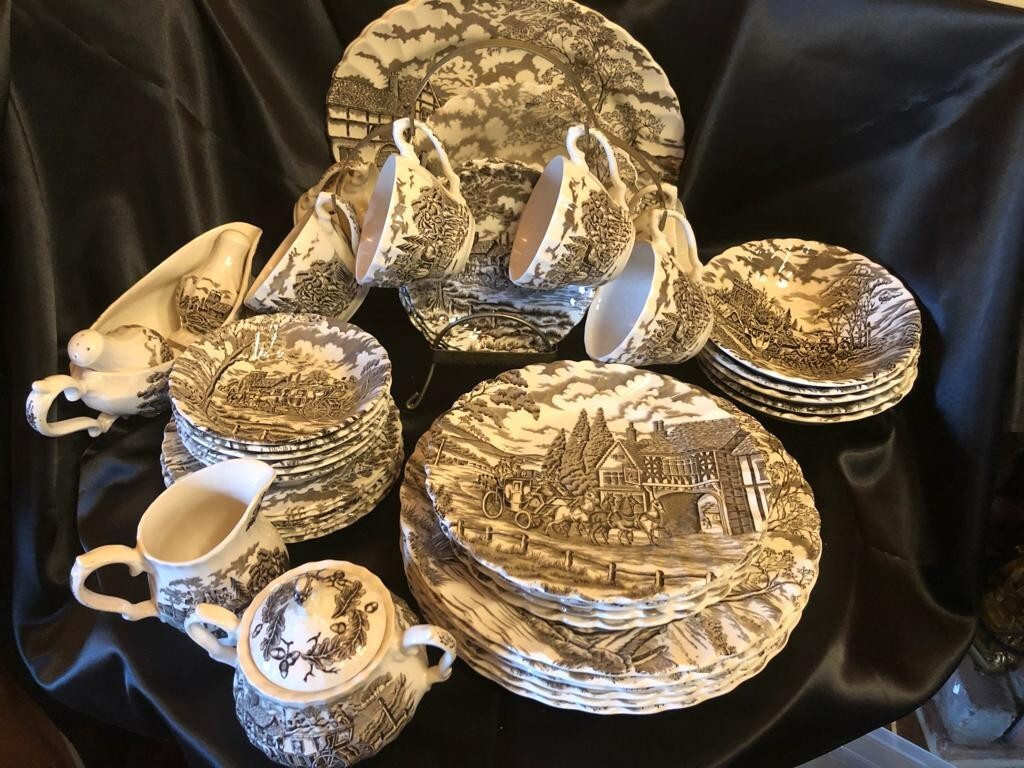 英国ヴィンテージ ロイヤルスタッフォードシャーTransferware トレイ Vintage Royal Mail Heritage Hall Staffordshire Transferware