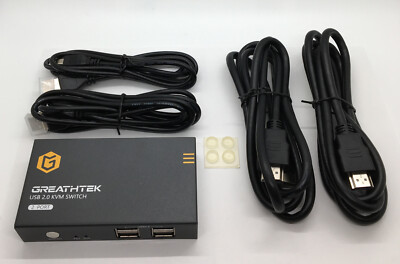 GREATHTEK Dual Monitor HDMI KVM Switch 2 Port 2 USB 2.0 Hub UHD