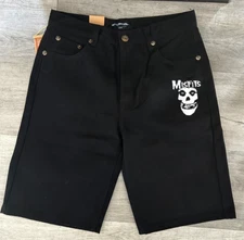 MISFITS punk rock band men's regular fit denim Shorts (30 to 50)