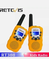 2pcs Retevis RT-388 Kids Yellow Walkie Talkie UHF 22CH LCD+Flashlight Radio US