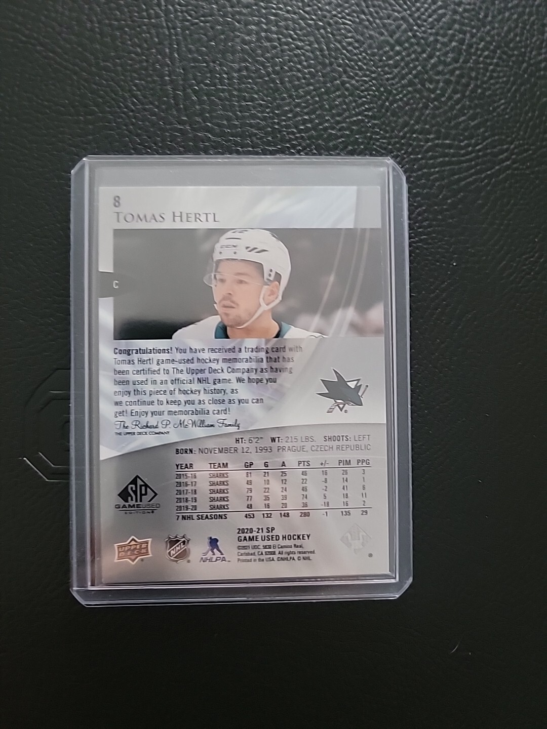 202021 UD Game Used Jersey 8 Tomas Hertl San Jose Sharks eBay