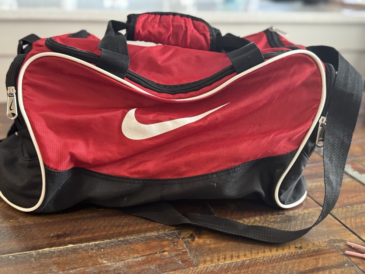 Nike Duffle Bag Big Swoosh Logo Gym Gym Bag Black/Red | eBay