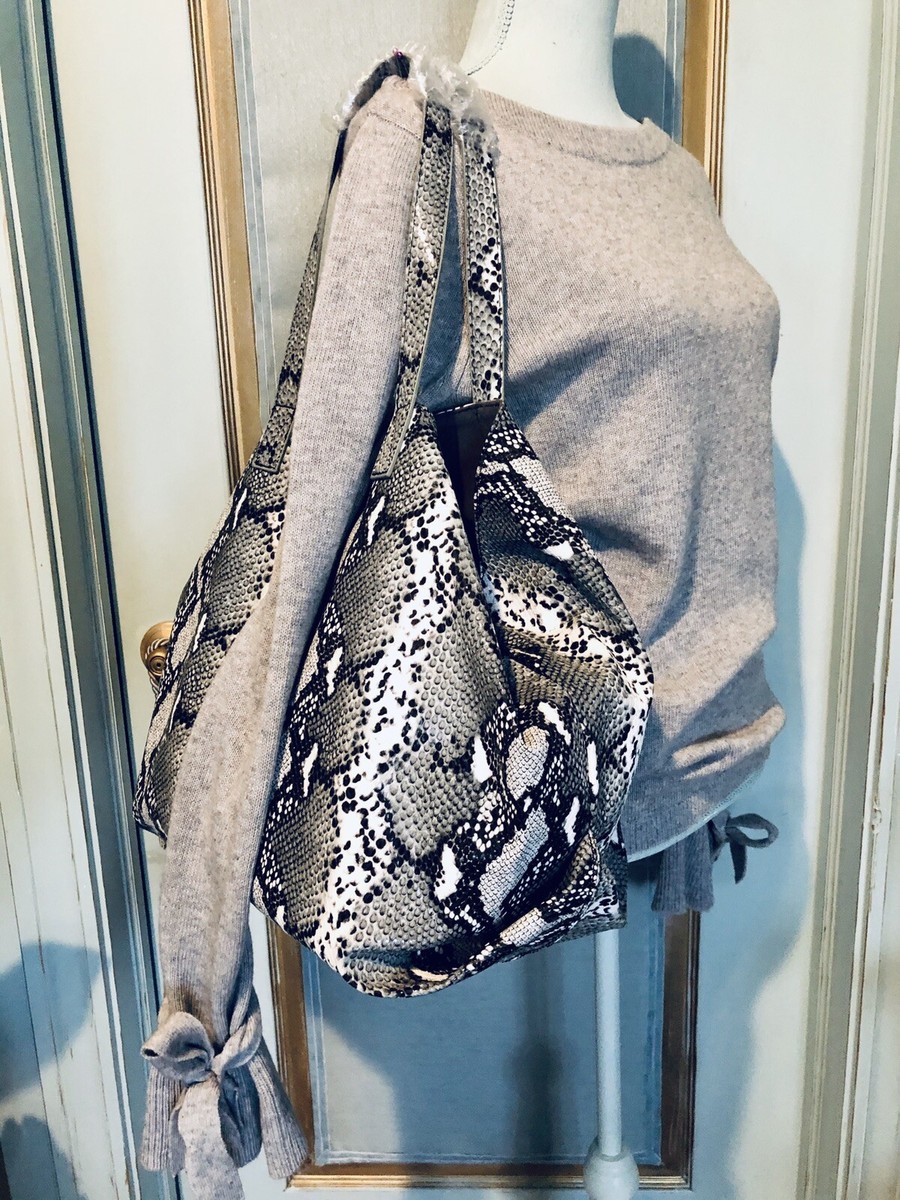 NWT Gray Snakeskin Faux Leather Shoulder Bag Large Size | eBay
