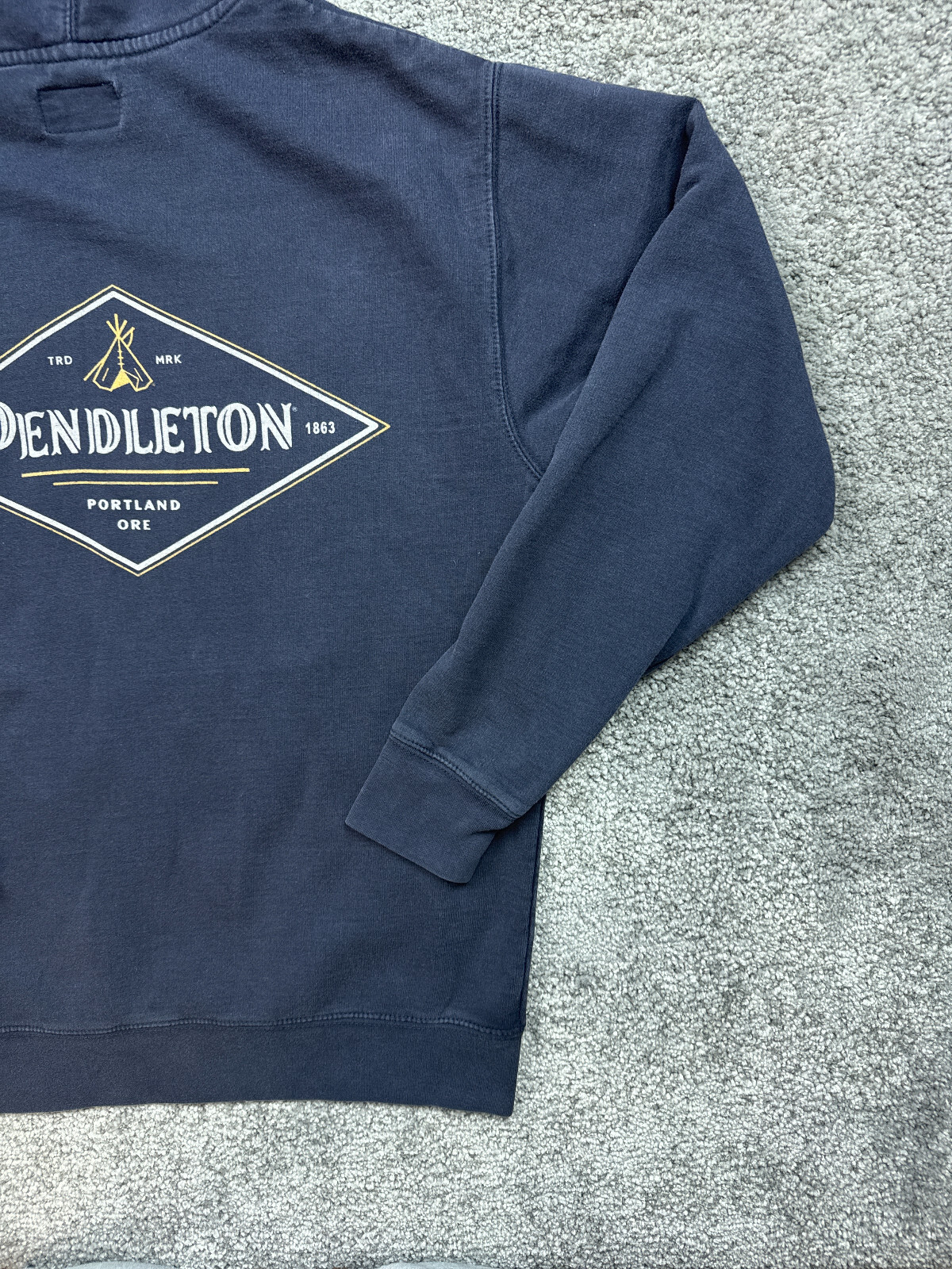 Pendelton Hoodie Medium Blue Diamond Logo Sweatshirt Teepee Campsite Pullover