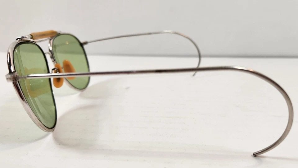 Винтажные зеленые линзы 1940-х Bausch & Lomb Pilot's Aviator очки AN6531 с недостатками - Изображение 3 из 4