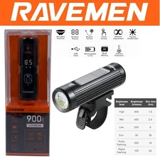 Ravemen CR900 900 Lumen USB Headlight With Handlebar Remote Included Light Bike