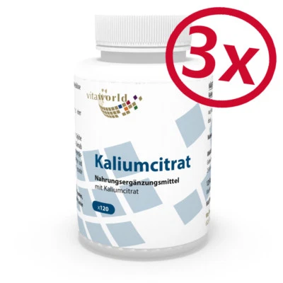 Pack de 3 Citrate de Potassium 605mg 360 Capsules Vita World Pharmacie