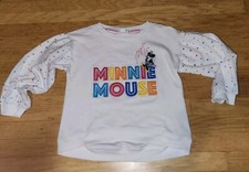 Disney Parks Minnie Mouse Sweatshirt Girls M White/Multi/Polka Dot Gd Condition