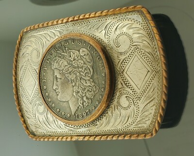 1897 Morgan Silver Dollar COMSTOCK SILVERSMITHS Belt Buckle Real Sterling Silver