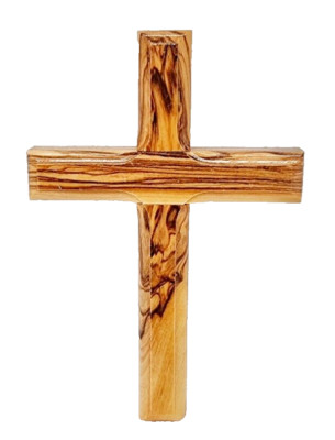 Handgefertigtes einfaches Olivenholz Wandhängekreuz 12 cm von Jerusalem, dem Heiligen Land