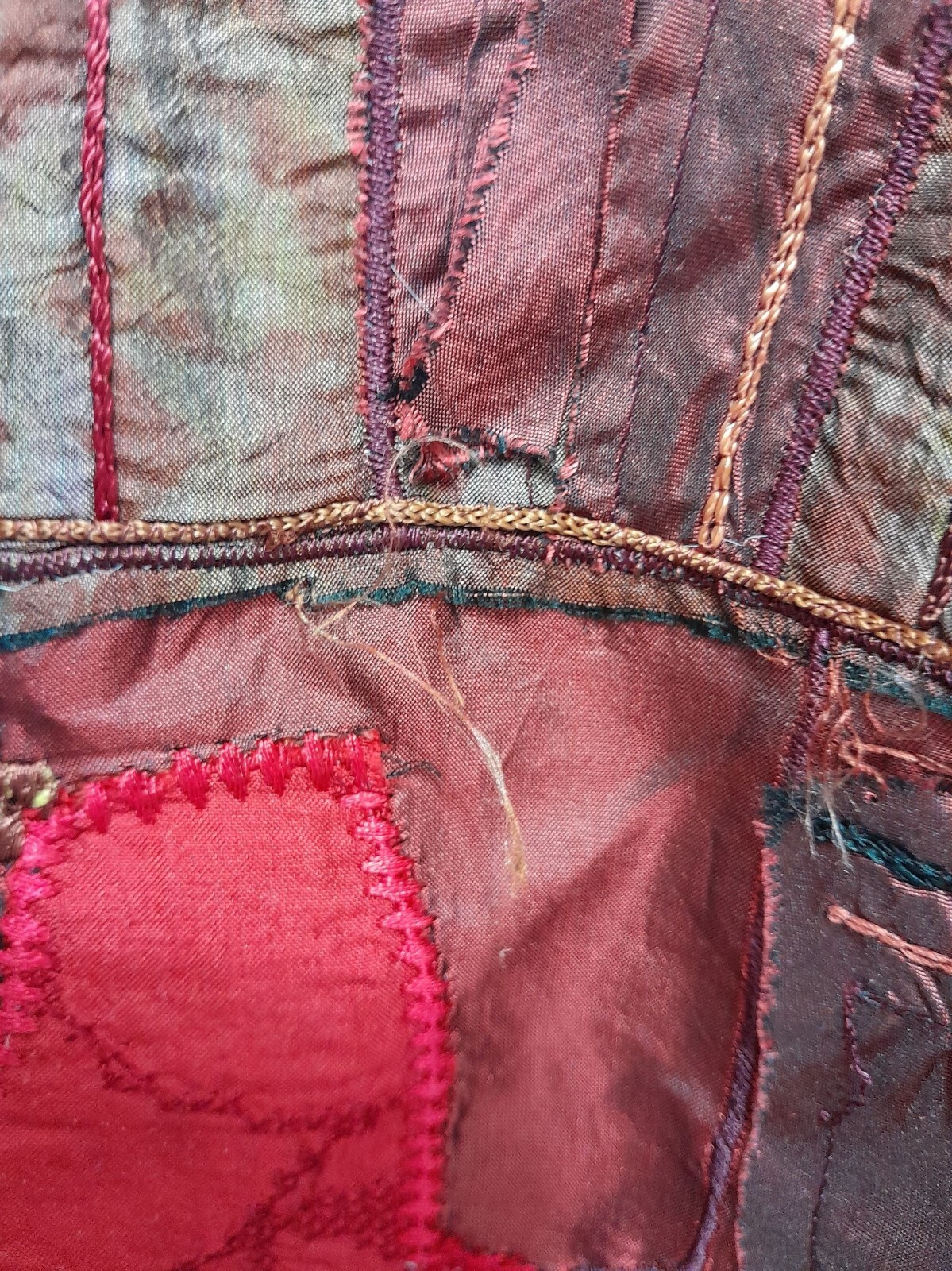 Vtg Chicos Silk Jacket Patchwork Embroidered Wear… - image 4