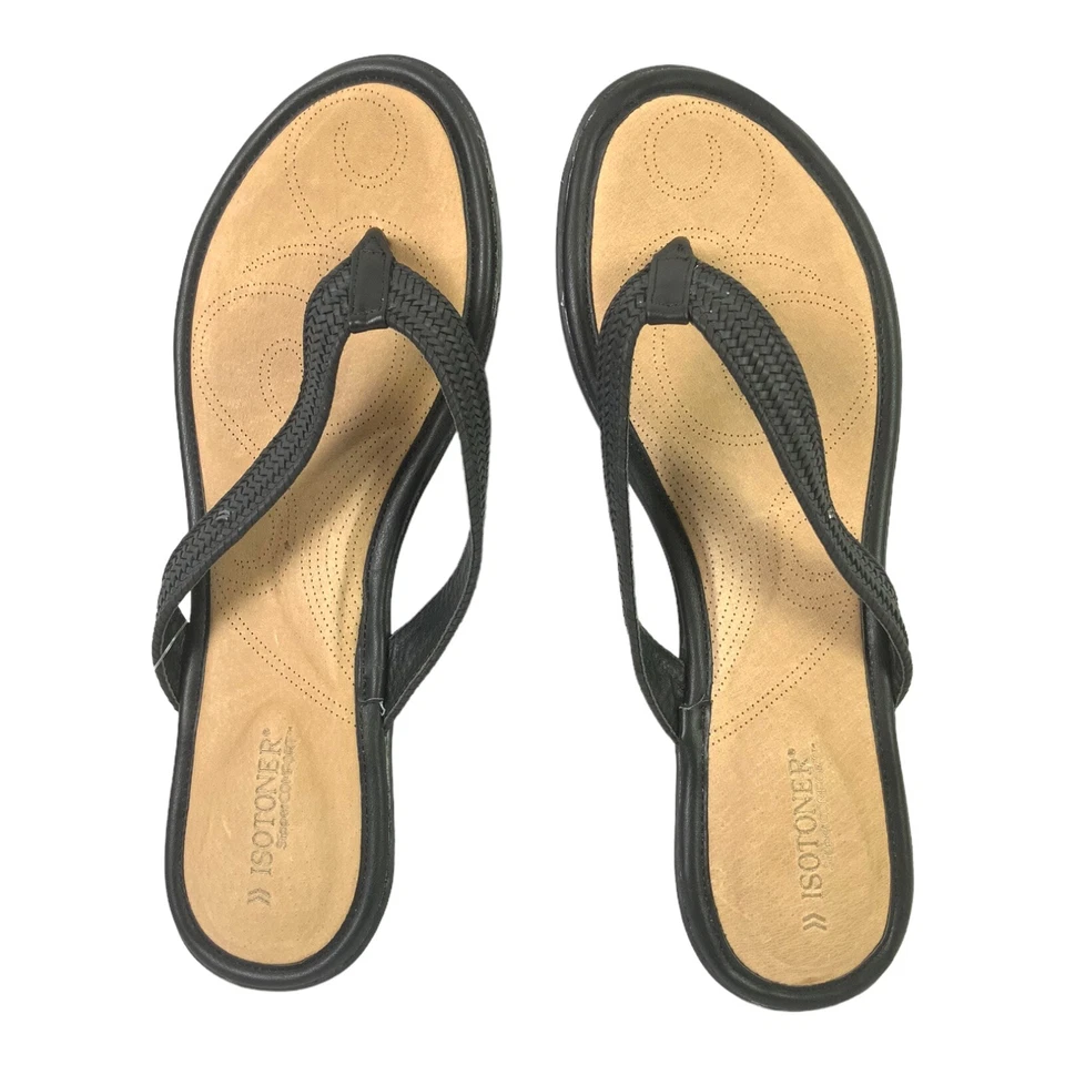 Sandálias chinelo Isotoner femininas Ava tamanho 10 pretas - Imagem 3 de 4